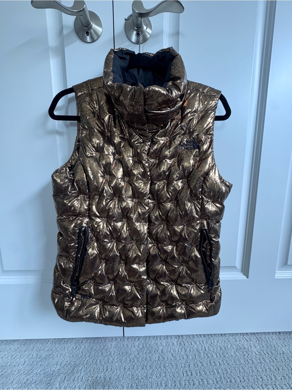 The North Face Bronze Metallic Quilted Puffer Vest